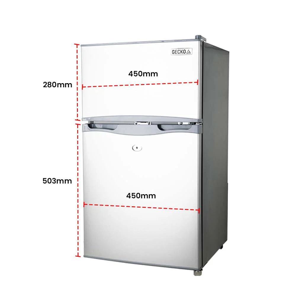 GECKO 95L Portable Upright Fridge, 12V/24V for Motorhome, Caravan, Silver