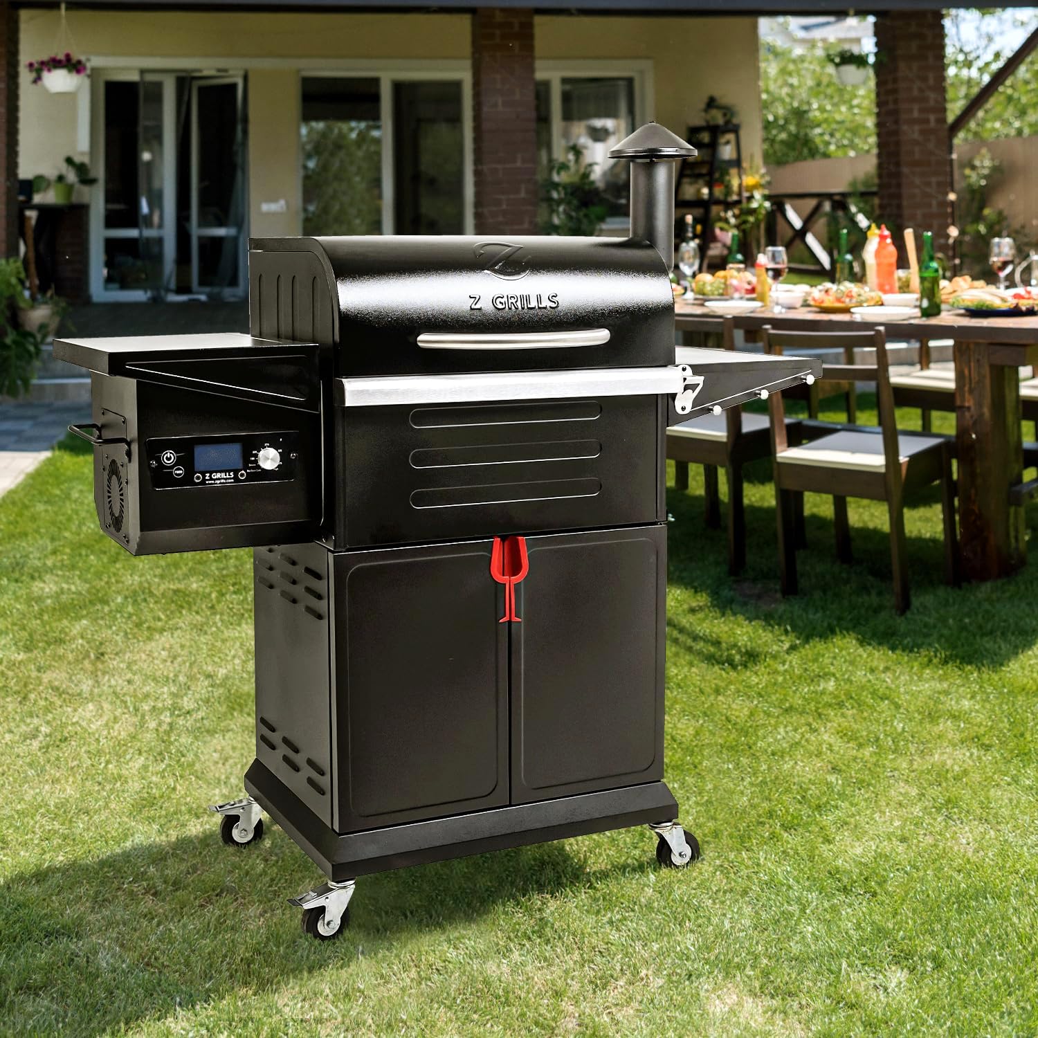 Z GRILLS Wood Pellet Grill Smoker with 552 Cooking Area & Front Shelf for Outdoor BBQ, Smoke, Bake and Roast, 550C
