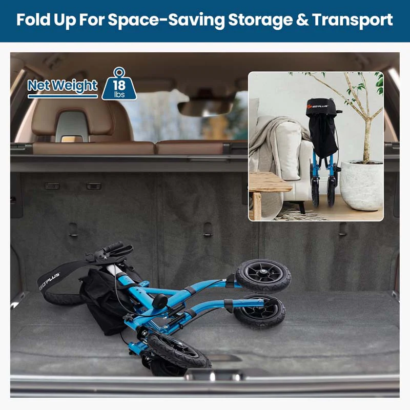 Foldable Rolling Walker with 9.5