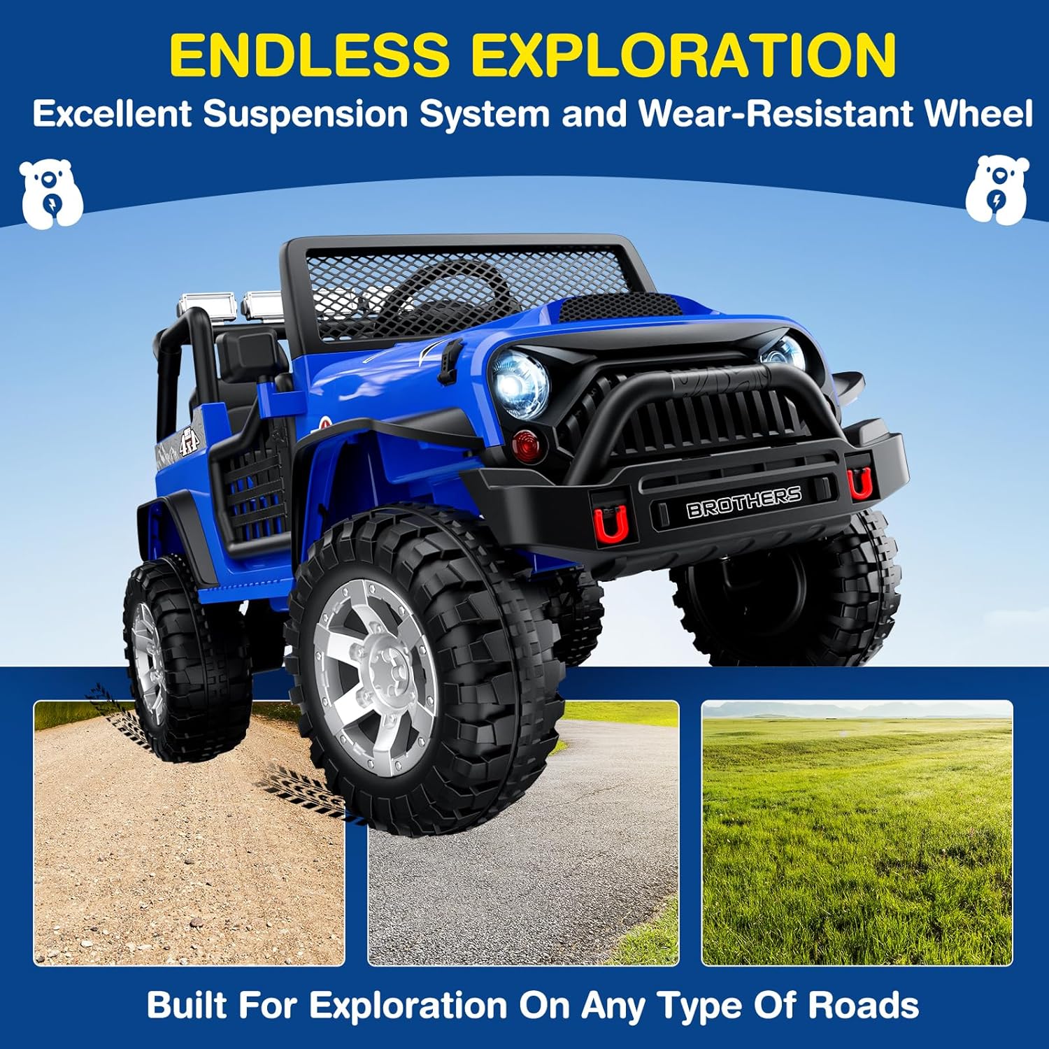 L8 Ride On Car, 2 Seater, 12V Kids Electric Car w/Remote Control, 4-Wheel Suspension, Bluetooth Speaker, Multi Music Modes, 3 Speeds, LED Lights, Xmas & Birthday Gift Ideas for Kids Ages 3+