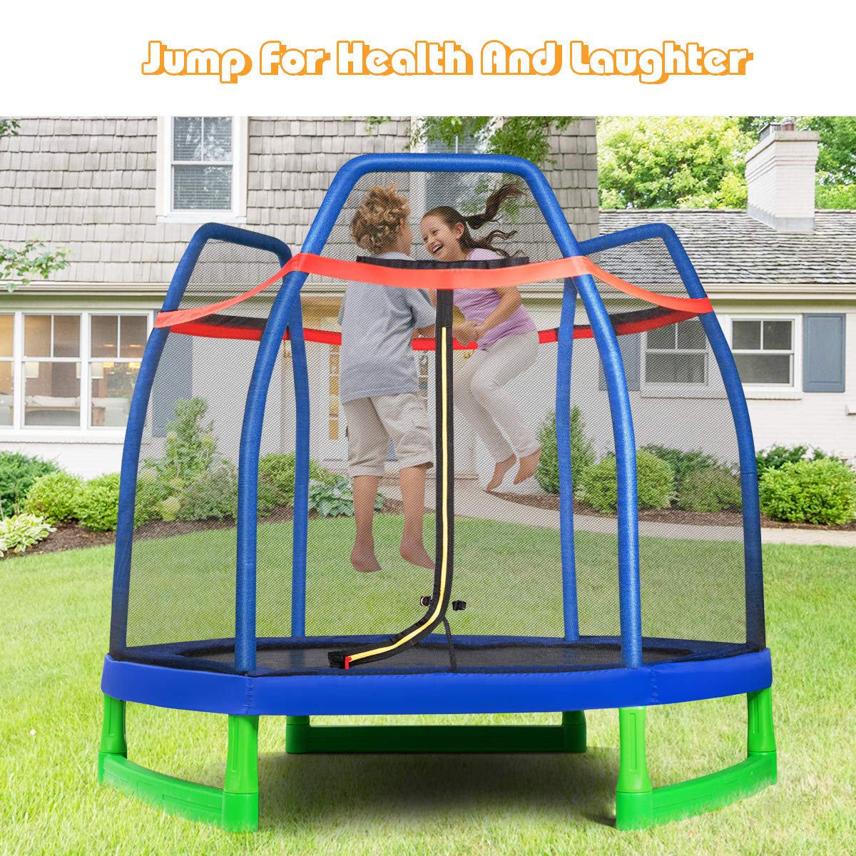 7FT Kids Trampoline with Safety Enclosure Net
