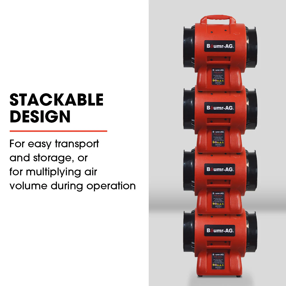 Baumr-AG 200mm 8 inch Portable Axial Air Mover Blower Fan with 10m Ventilation Duct