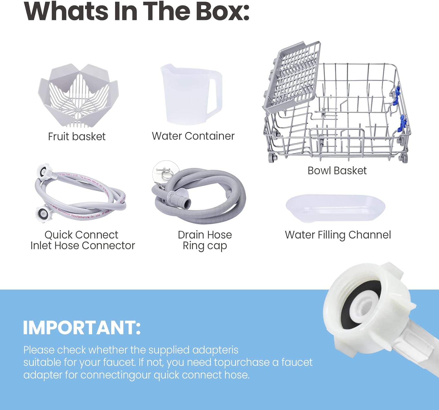 COMFEE' Portable Dishwasher Countertop with 5L Built-in Water Tank, No Hookup Needed, 6 Programs, 360?? Dual Spray, 192?H High-Temp& Air-Dry Function, Mini Dishwasher for RVs, White