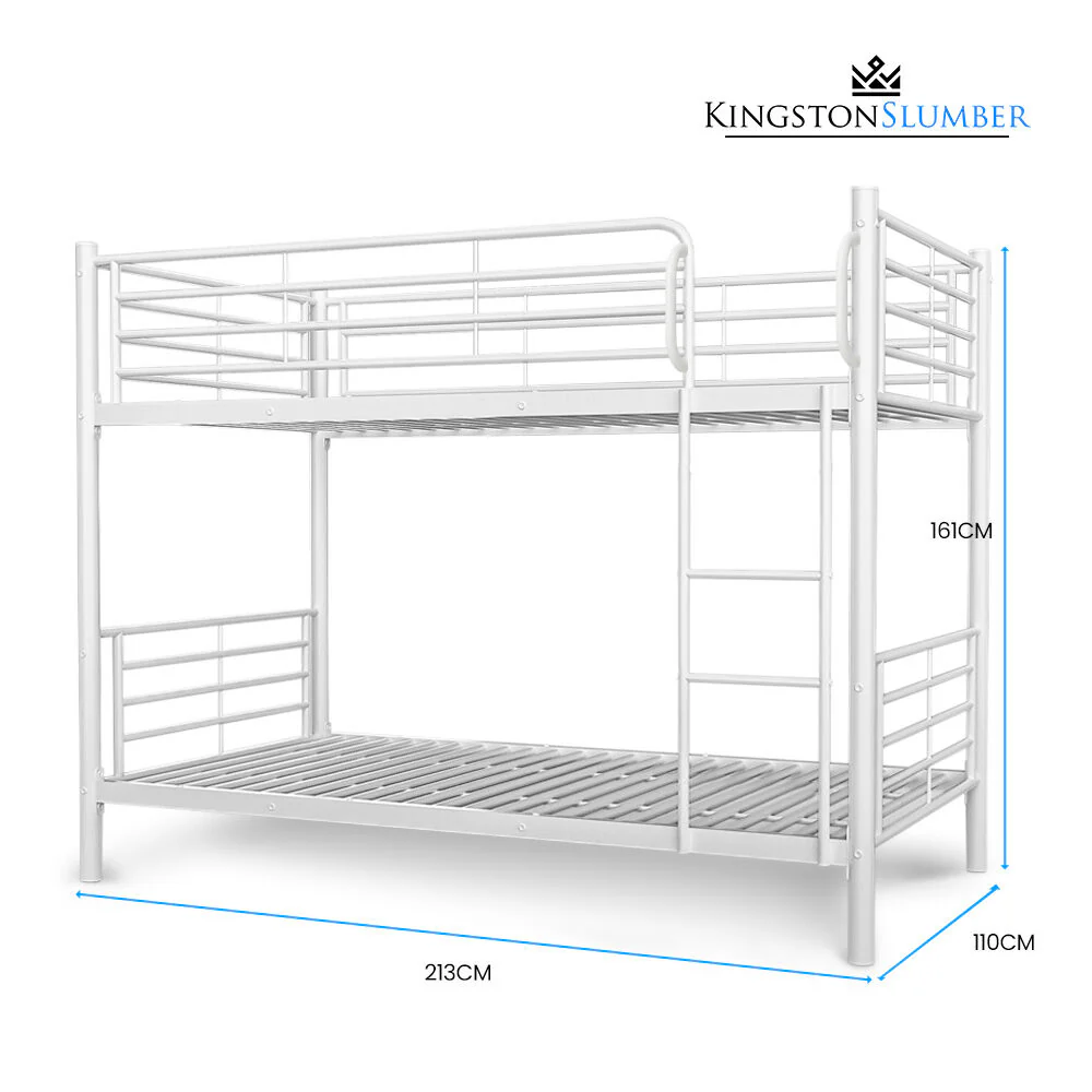 KINGSTON SLUMBER 2in1 King Single Metal Bunk Bed Frame, with Modular Design, Matte White