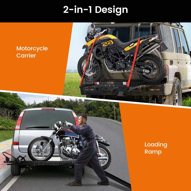600LBS Motorcycle Hitch Carrier Fit Up to 7.5