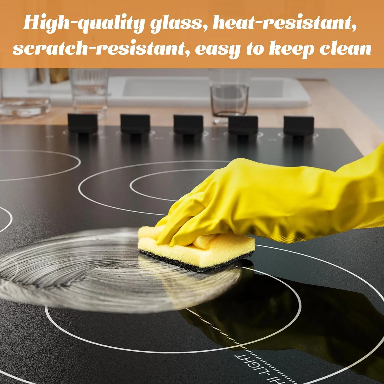 Karinear 30 Inch Electric Cooktop 4 Burners, Knob Control Built-in Ceramic Cooktop, 30