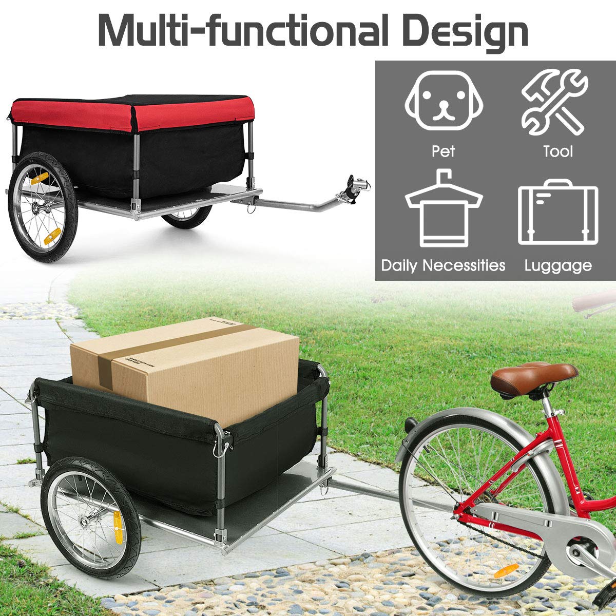Cargo Bike Trailer, Folding Frame Quick Release 16