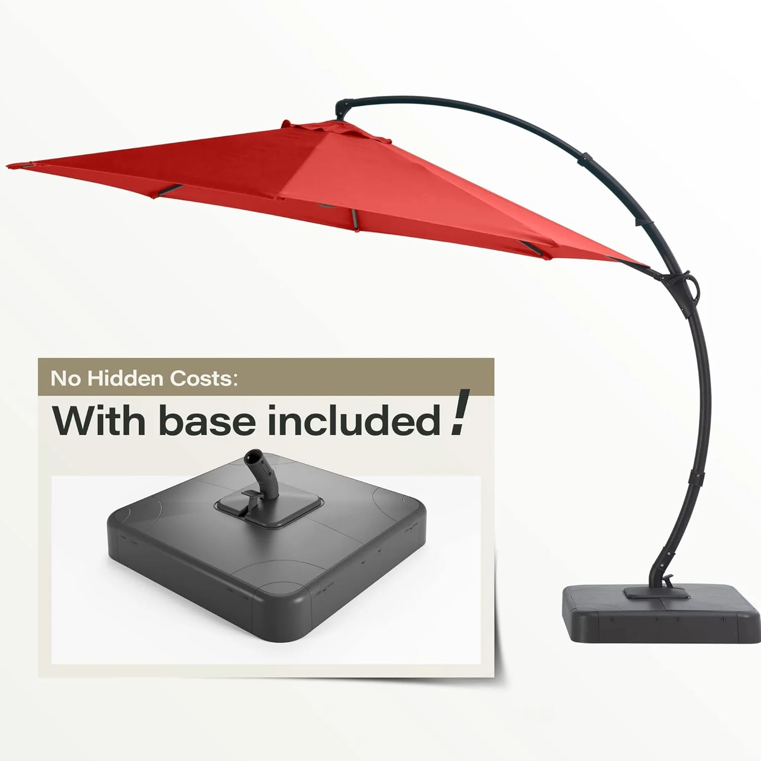 LAUSAINT HOME Outdoor Patio Umbrella with Base included, 11 FT Deluxe Curvy Cantilever Umbrella Heavy Duty Offset Hanging Umbrella with 360�� Rotation for Market, Pool, Garden, Backyard, Deck (Beige)