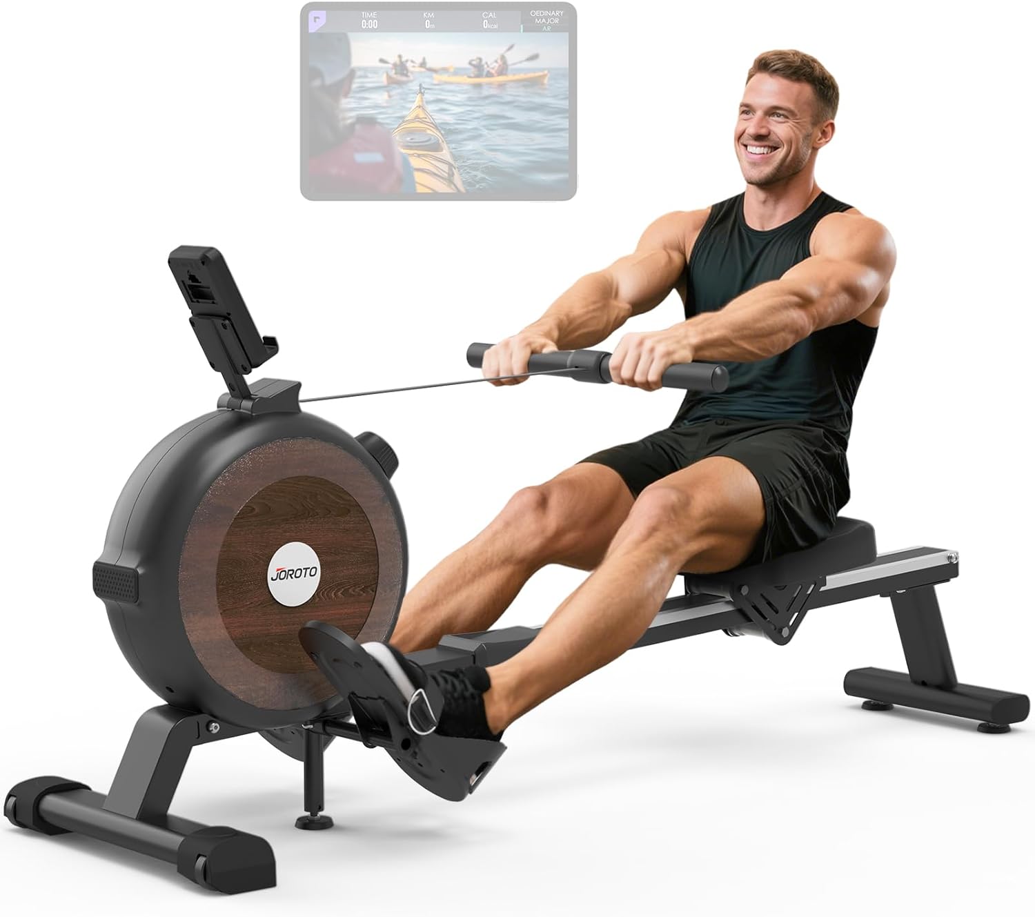 JOROTO Rowing Machines for Home Use,Magnetic Rower Machine 16 Levels of Resistance, 350LBS Weight Capacity with Bluetooth Monitor and Phone Holder