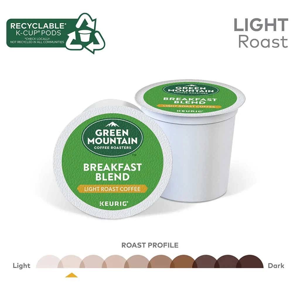 Green Mountain Coffee Roasters Breakfast Blend Light Roast K-Cup Pods, 96 Count