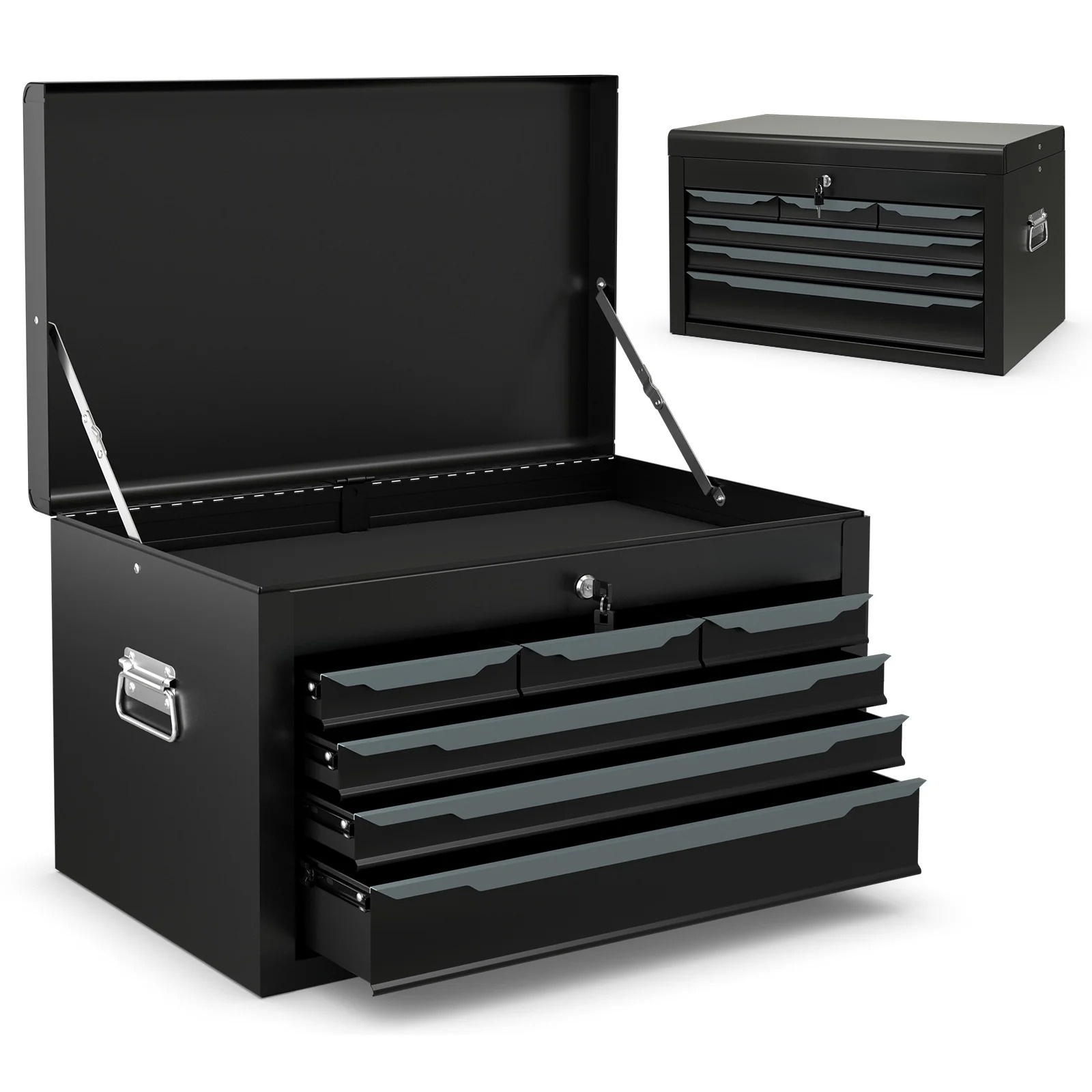 Steel Tool Box, 24�� Tool Chest Case with 6 Drawers, Top Storage, Automatic Lock