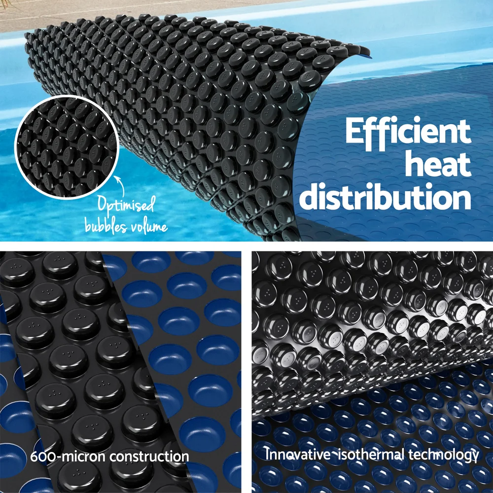Aqua Buddy Pool Cover 600 Micron 11x4.8m w/ Roller 5.55m Swimming Pools Black Solar Blanket