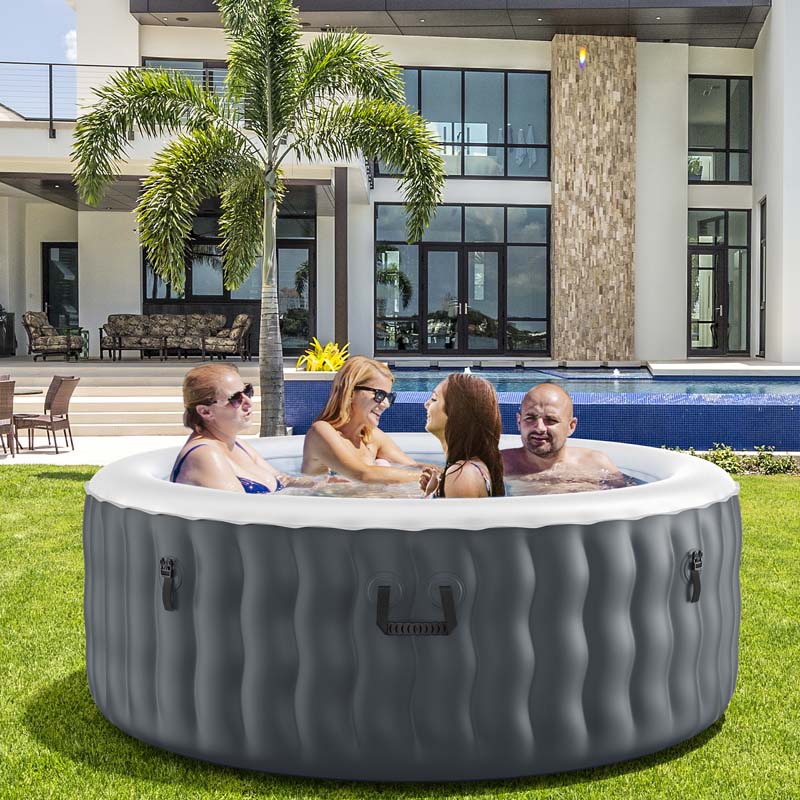 4-Person SaluSpa Inflatable Hot Tub Spa with 108 Massage Bubble Jets, Air Pump, Filter Cartridge & Cover, Portable Outdoor Blow Up Spa