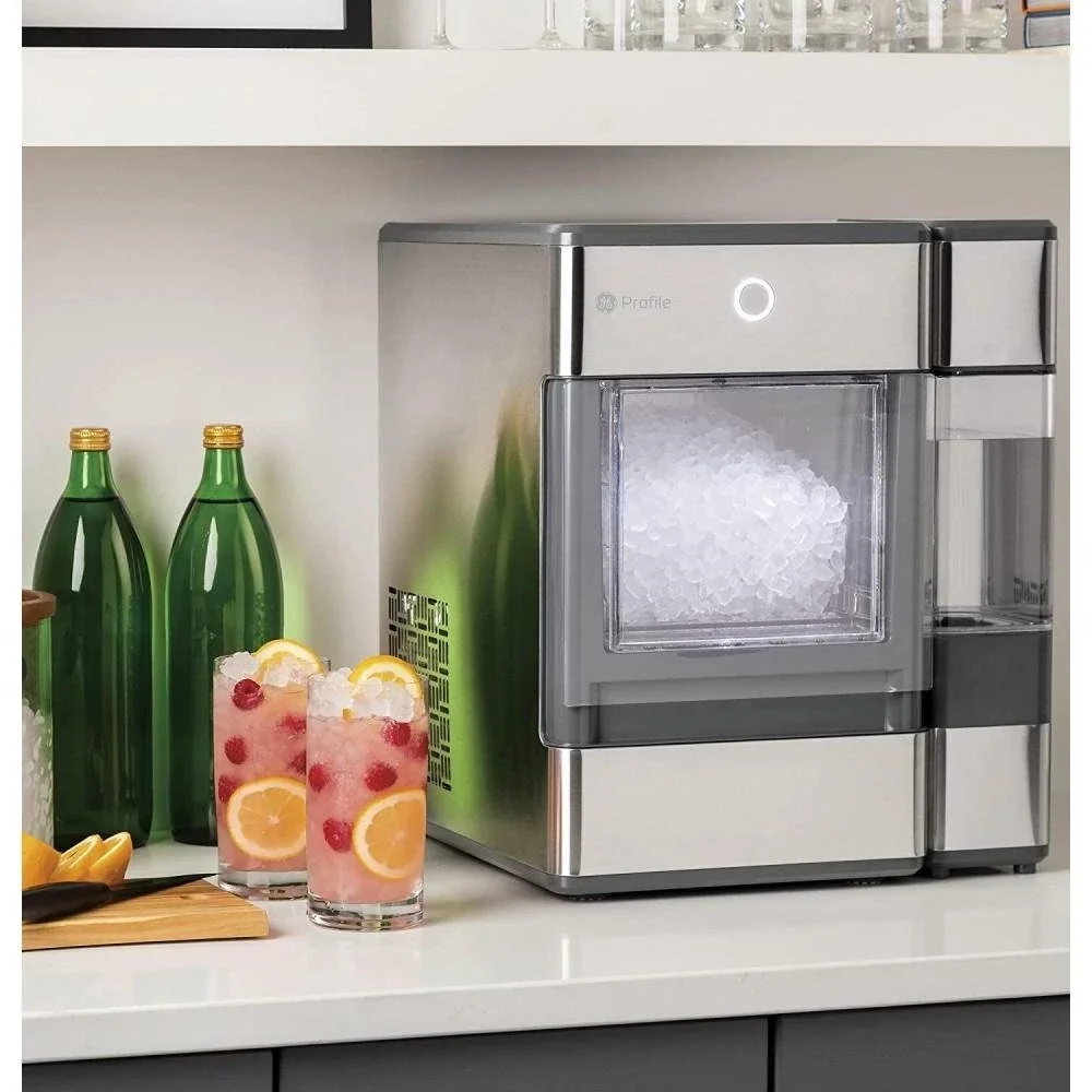 2024 GE Profile OPAL01GEPKT Opal | Countertop Nugget Ice Maker, Stainless Steel Wrap with Gray Accents & LED Lighting