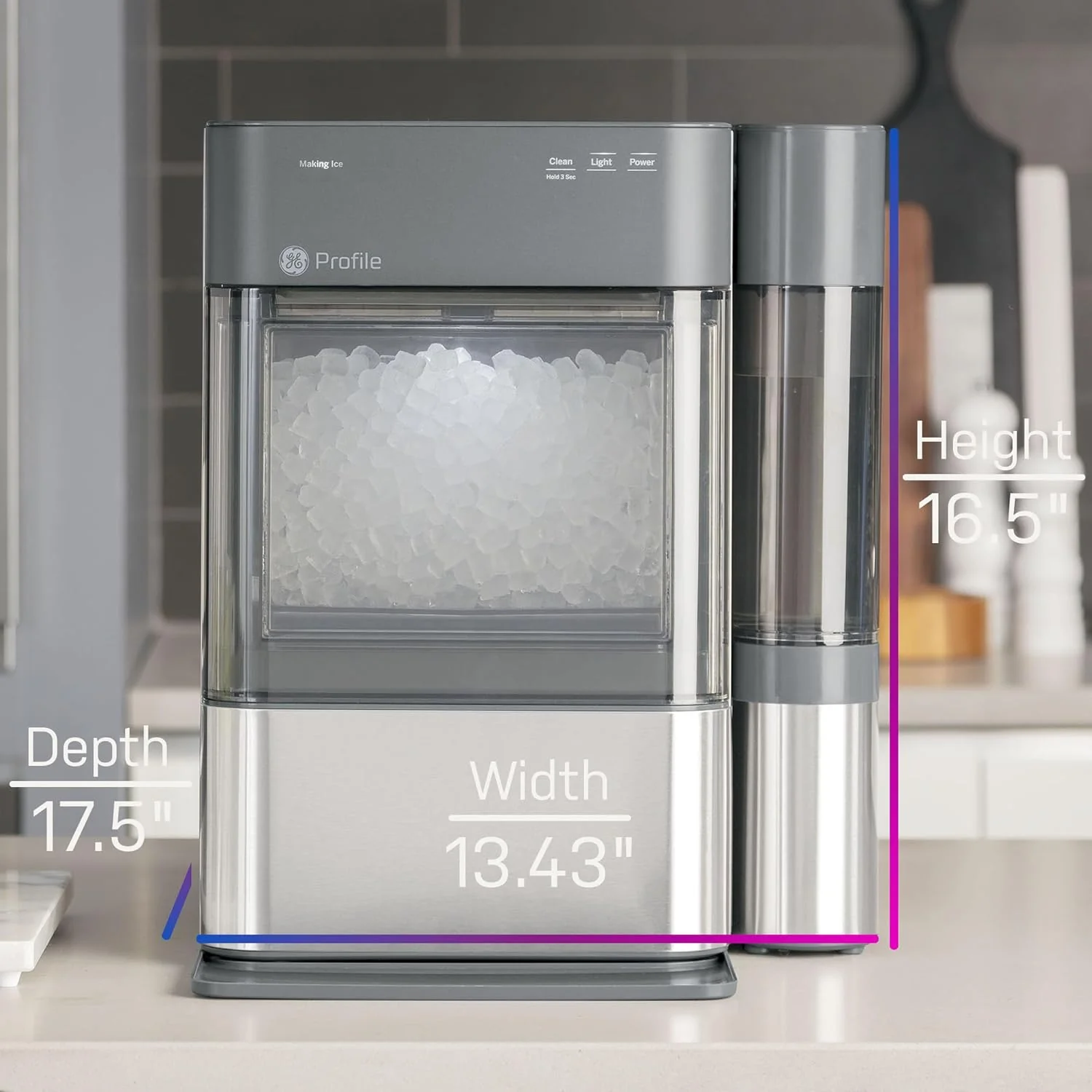 Opal 2.0 with 0.75 Gallon Tank, Chewable Crunchable Countertop Nugget Ice Maker, Scoop included, 38 lbs in 24 hours, Pellet Ice Machine with WiFi & Smart Connected, Stainless Steel