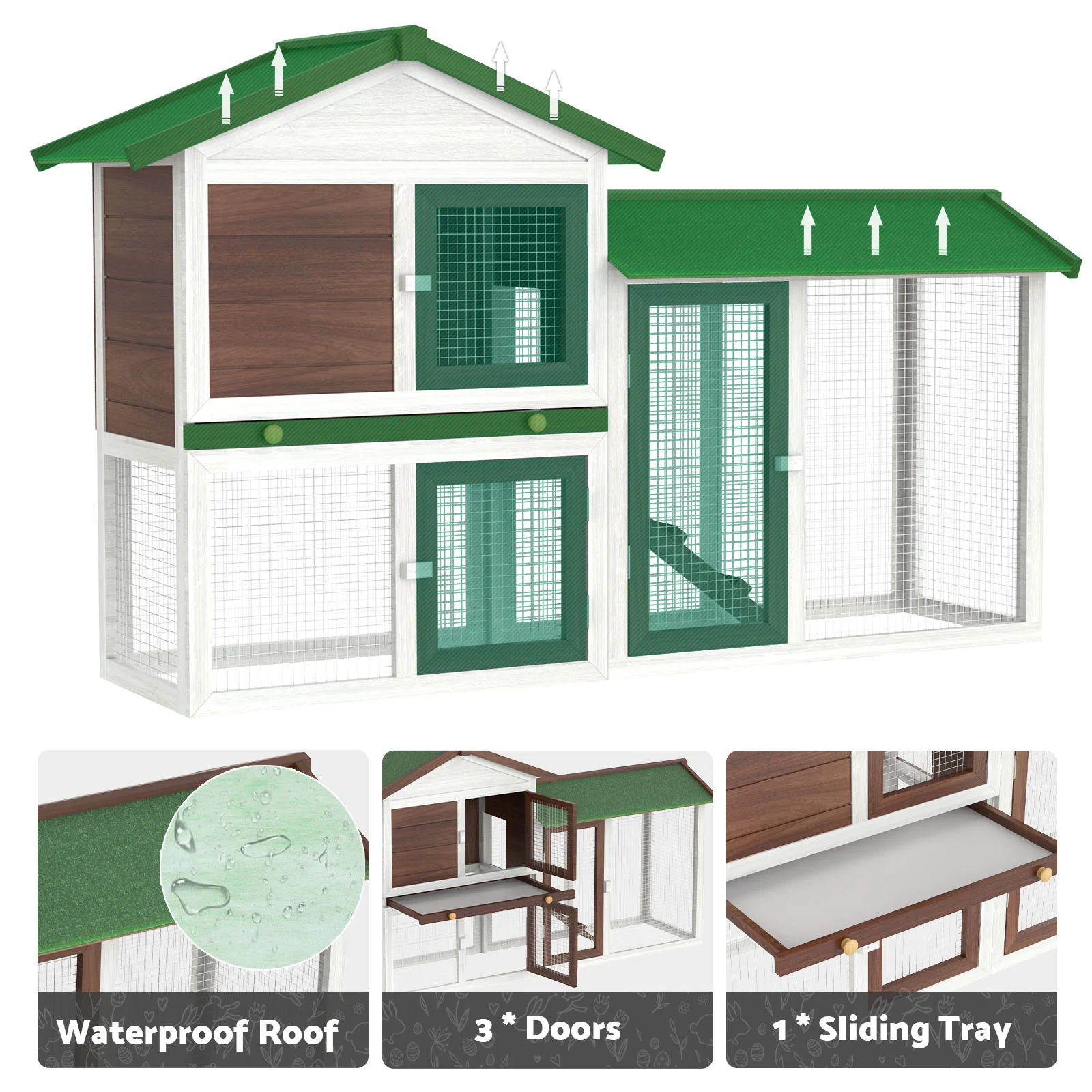 Rabbit Hutch Chicken Coop Wooden