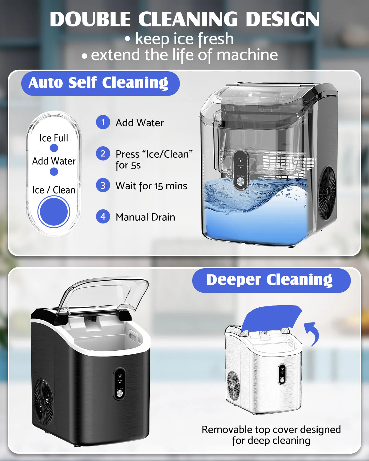 Nugget Ice Maker Countertop Portable Ice Machine