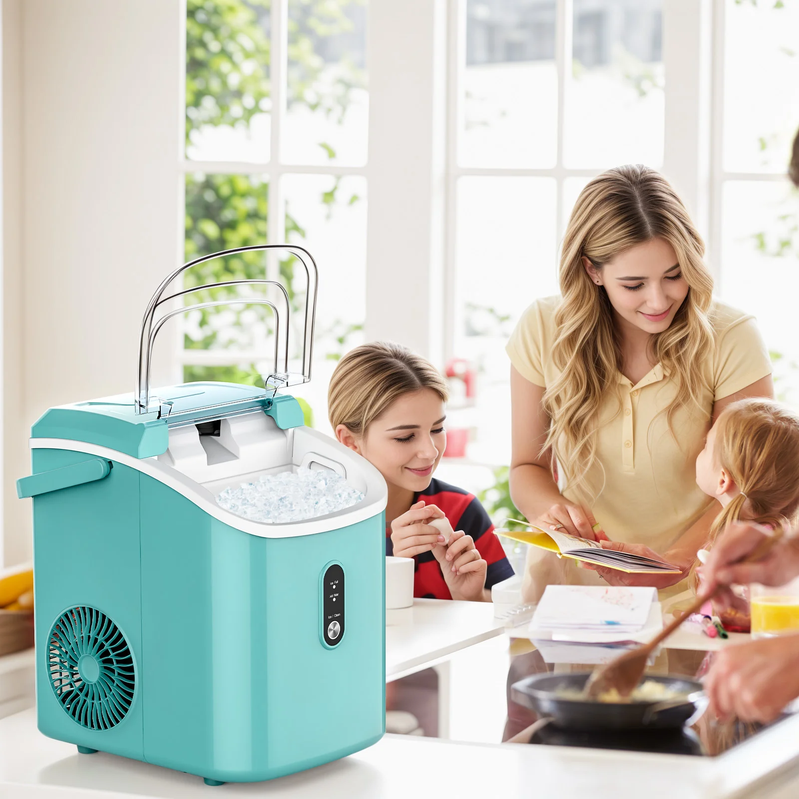 Nugget Ice Maker Countertop with Self-Cleaning