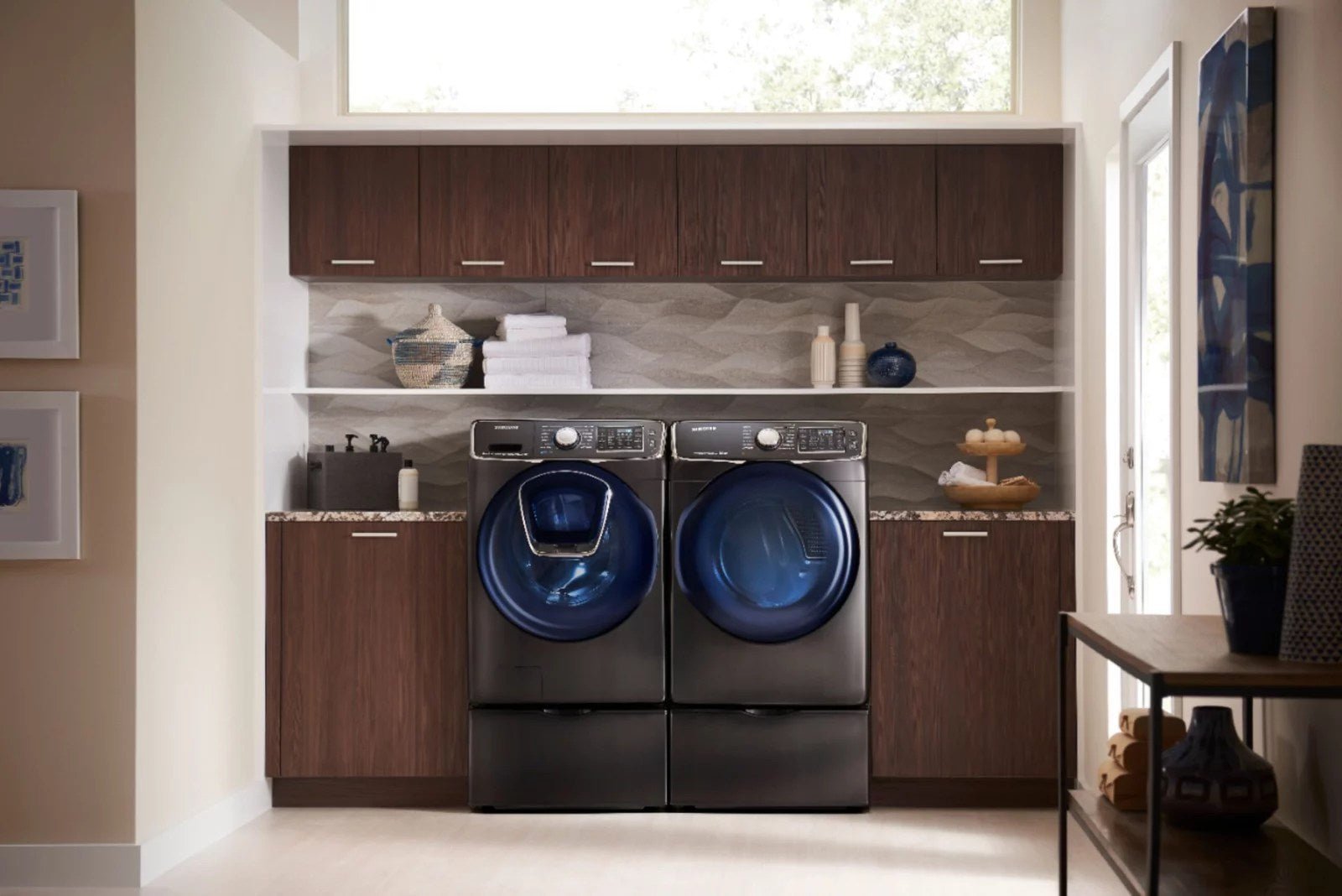 Samsung �C 4.5 Cu. Ft. High Efficiency Stackable Front Load Washer with Steam and AddWash �C Black stainless steel