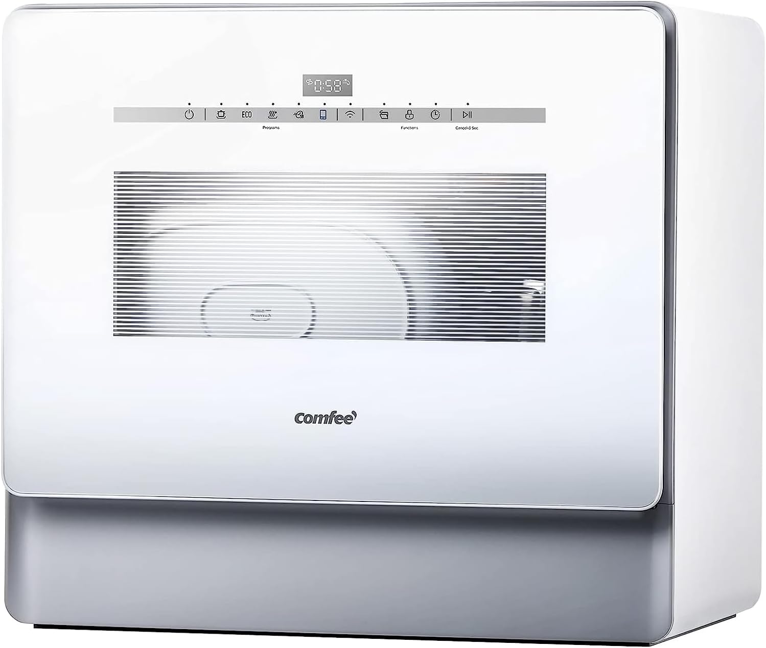 COMFEE' Portable Dishwasher Countertop with 5L Built-in Water Tank, No Hookup Needed, 6 Programs, 360�� Dual Spray, 192??High-Temp& Air-Dry Function, Mini Dishwasher for RVs, White