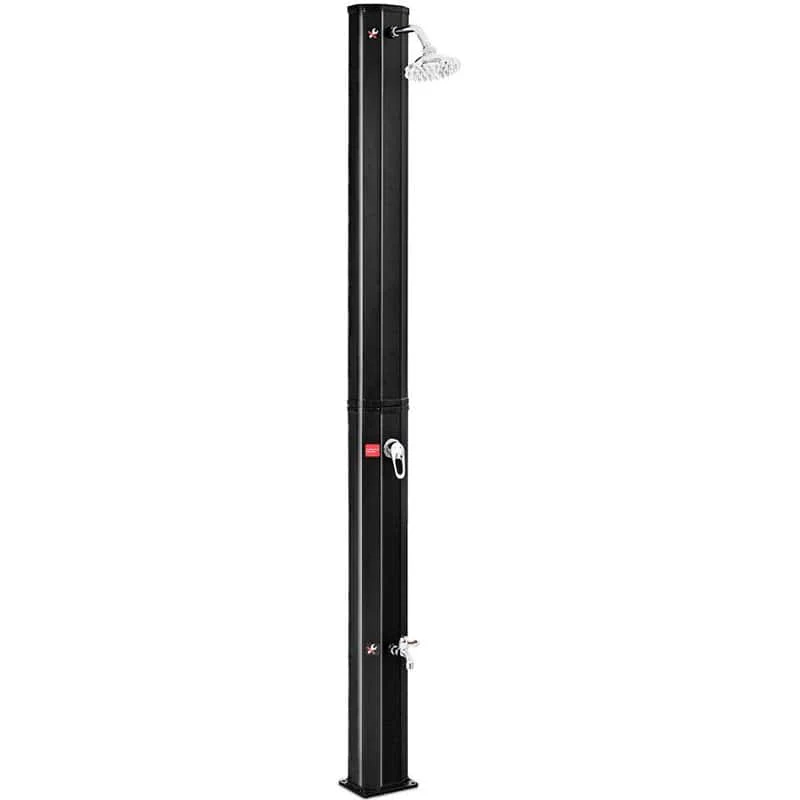 7.2 FT 9.3 Gallon Solar Heated Shower for Poolside Beach Spa, 2-Section Outdoor Shower with Foot Shower Tap