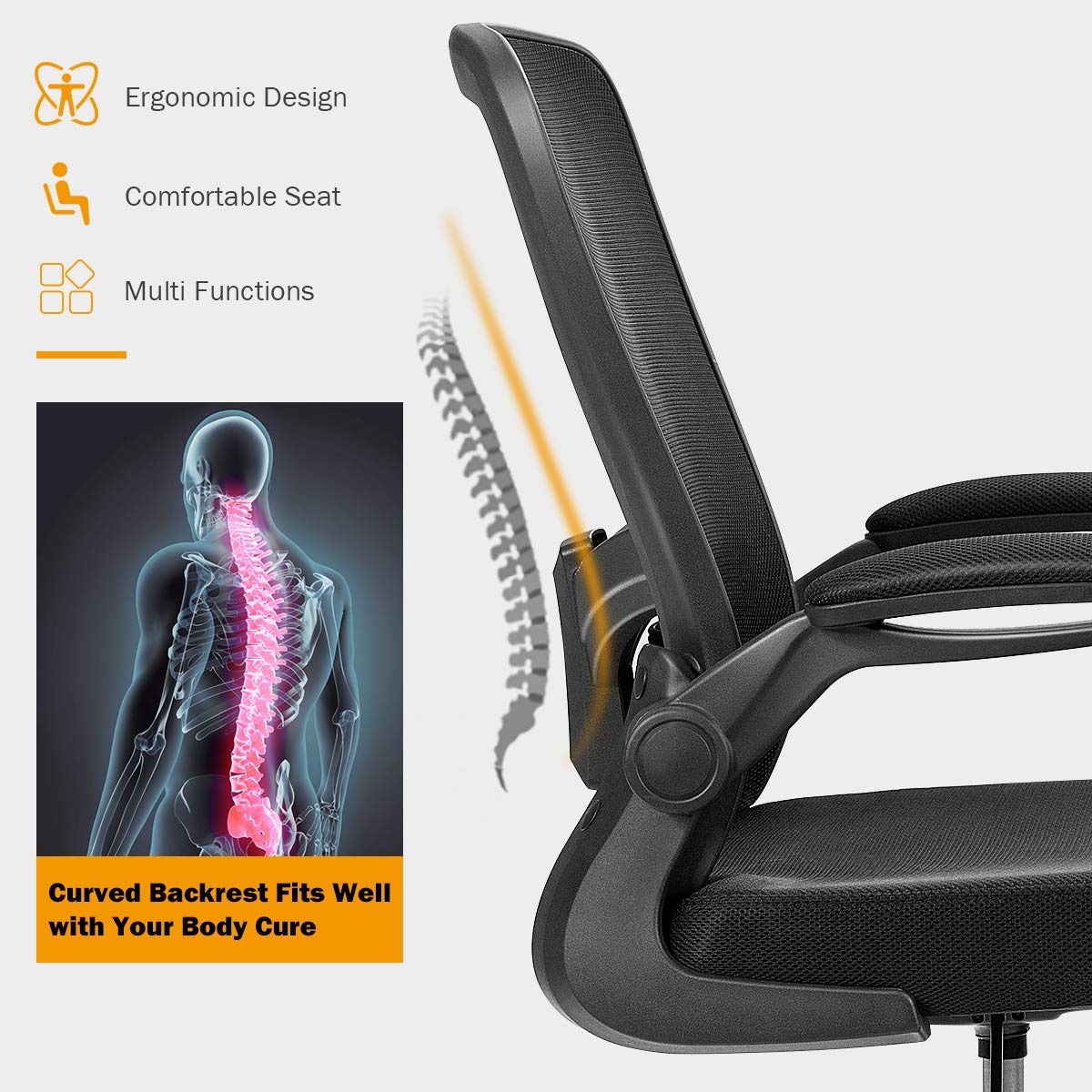 Giantex Adjustable Drafting Chair, 360�� Swivel Designed Mesh Fabric Chair, Executive Chair for Working Studying Gaming