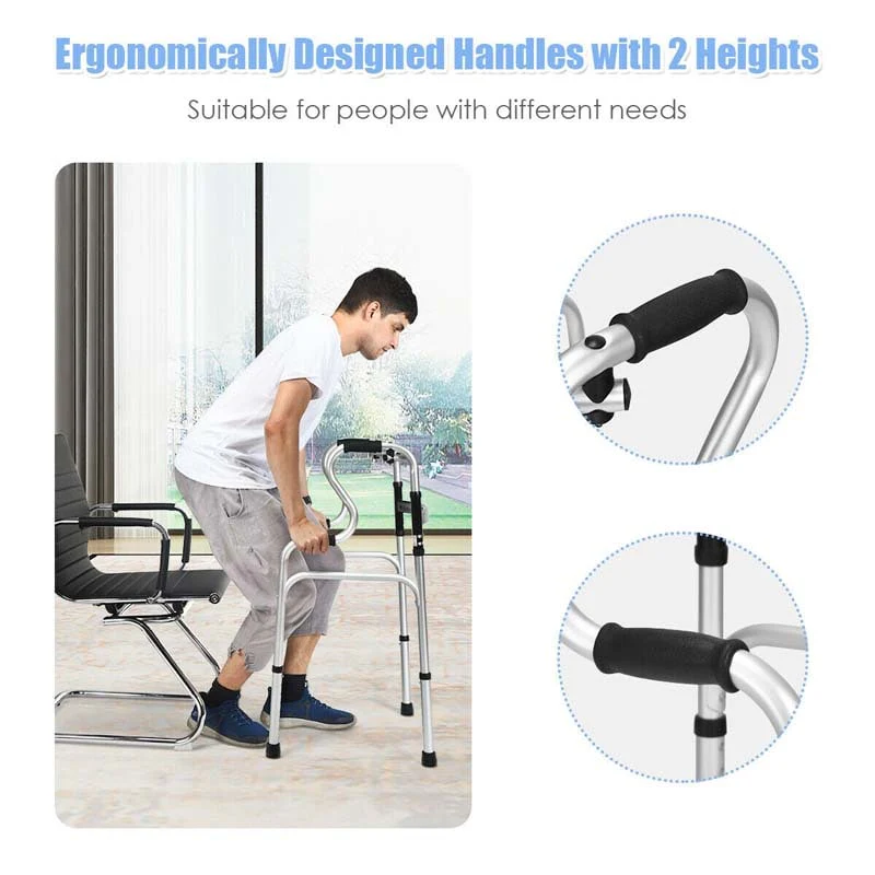 3-in-1 Stand-Assist Folding Walker, 400lbs Heavy Duty Walking Mobility Aid, Height Adjustable Narrow Drive Walker