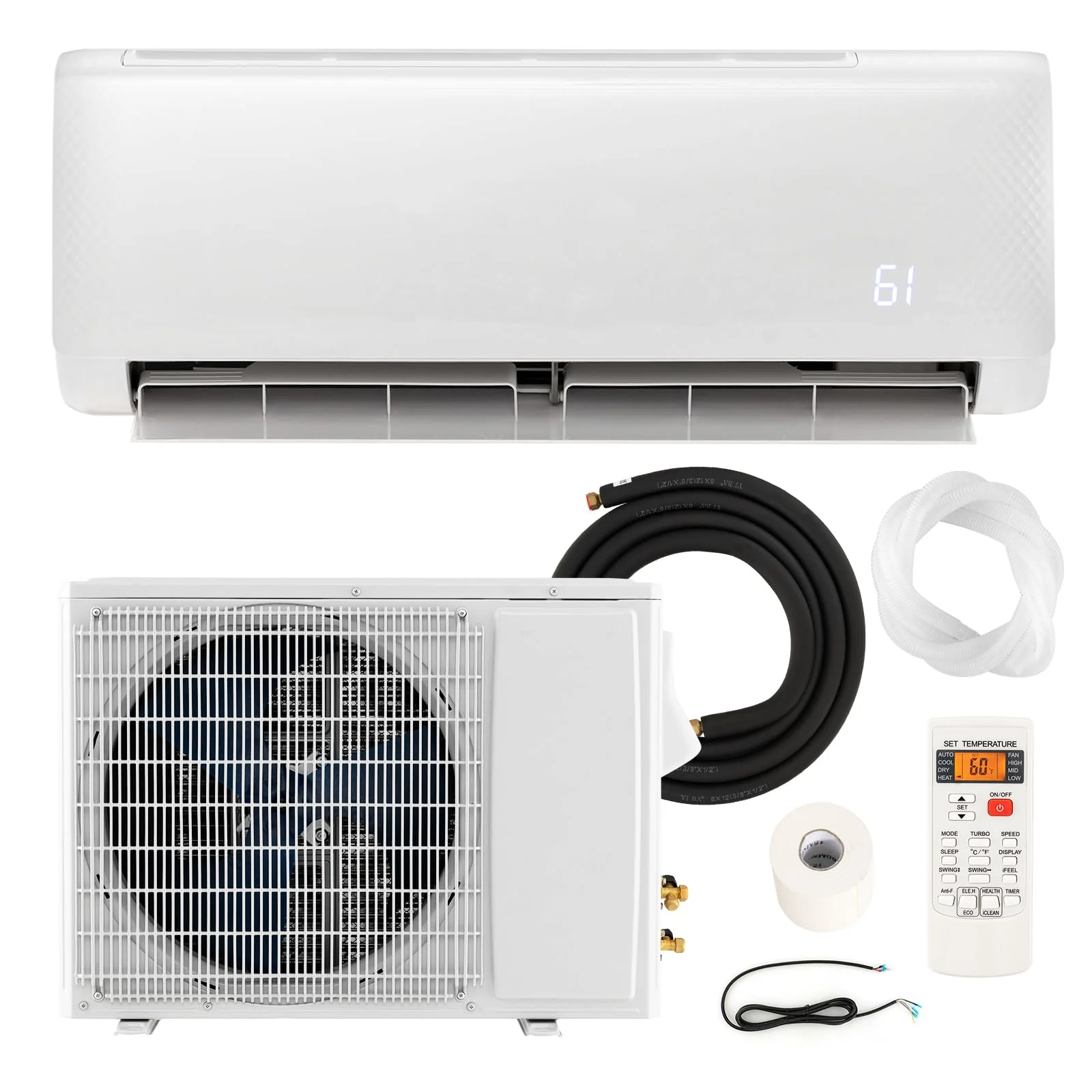 12000 BTU 21 SEER2 Mini Split Air Conditioner & Heater Ductless Inverter System, 208-230V Wall-Mounted AC Unit with Heat Pump
