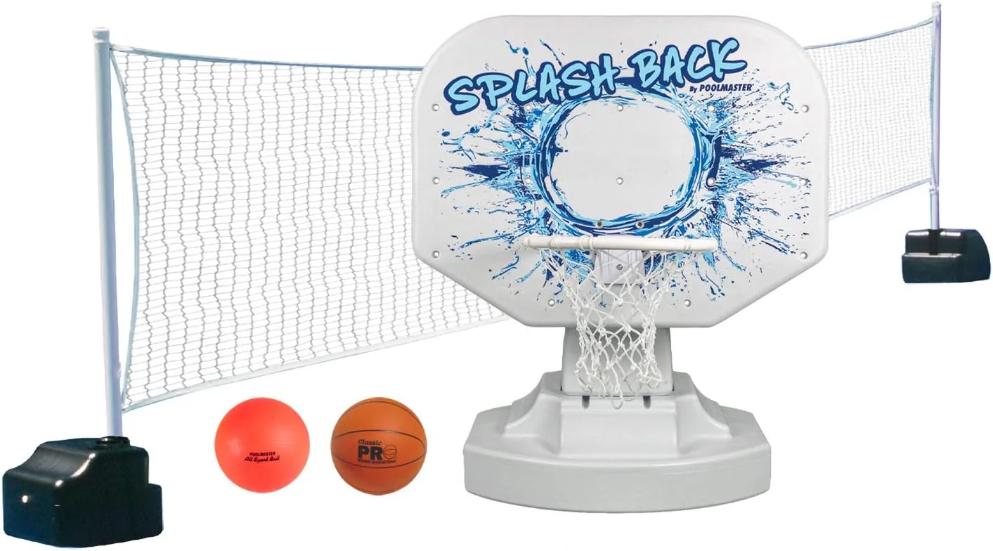 Poolmaster Splashback Poolside Basketball Hoop Game Set, All-Weather Backboard, Blue, 34���x45���x38���