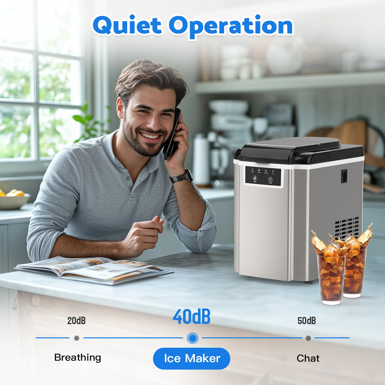 Nugget Ice Maker Countertop with Soft Chewable Ice