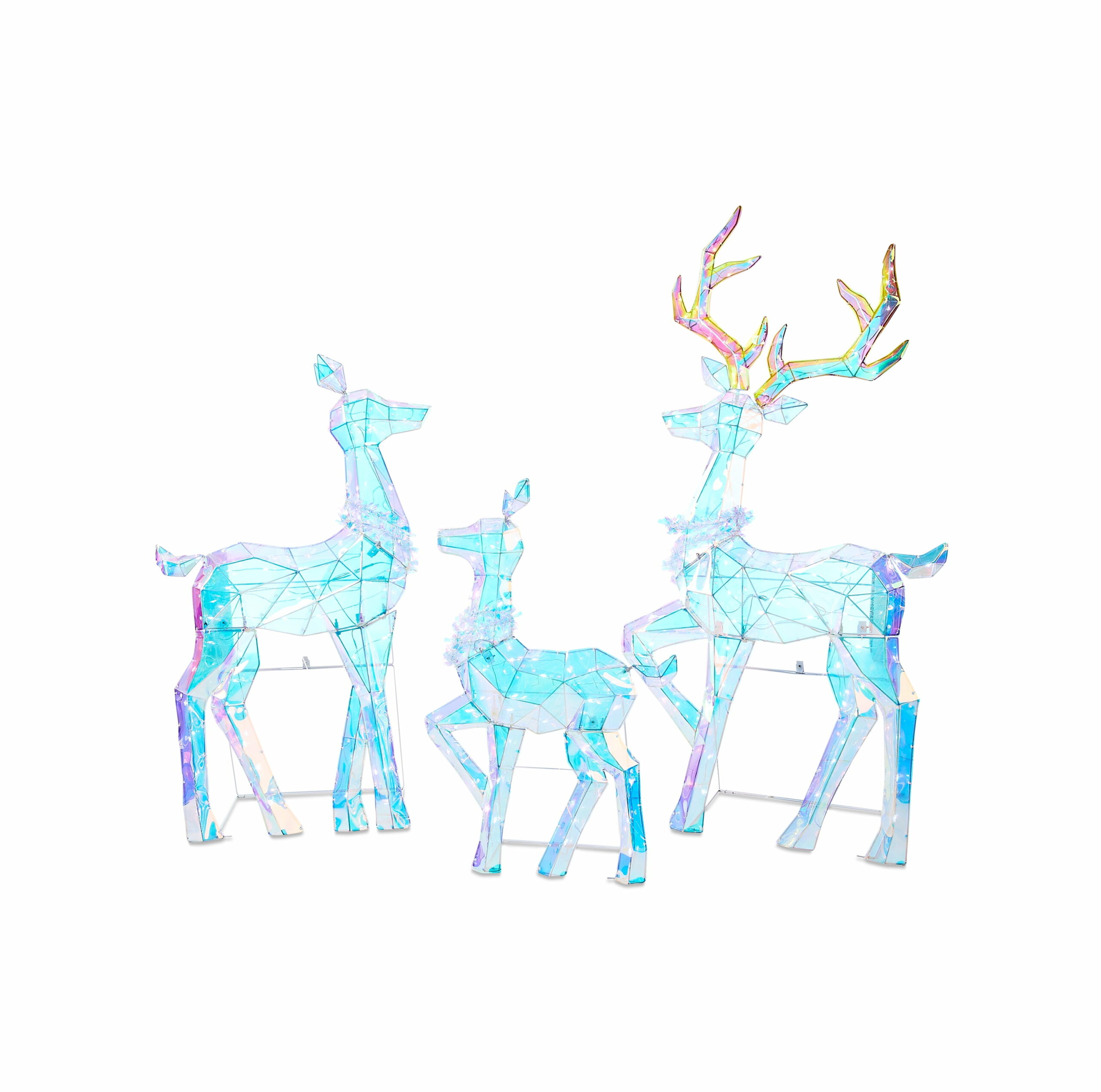 Holiday Time 3-Piece LED Prismatic Polygon Deer Family Set �C Buck, Doe & Fawn for Indoor/Outdoor Decor