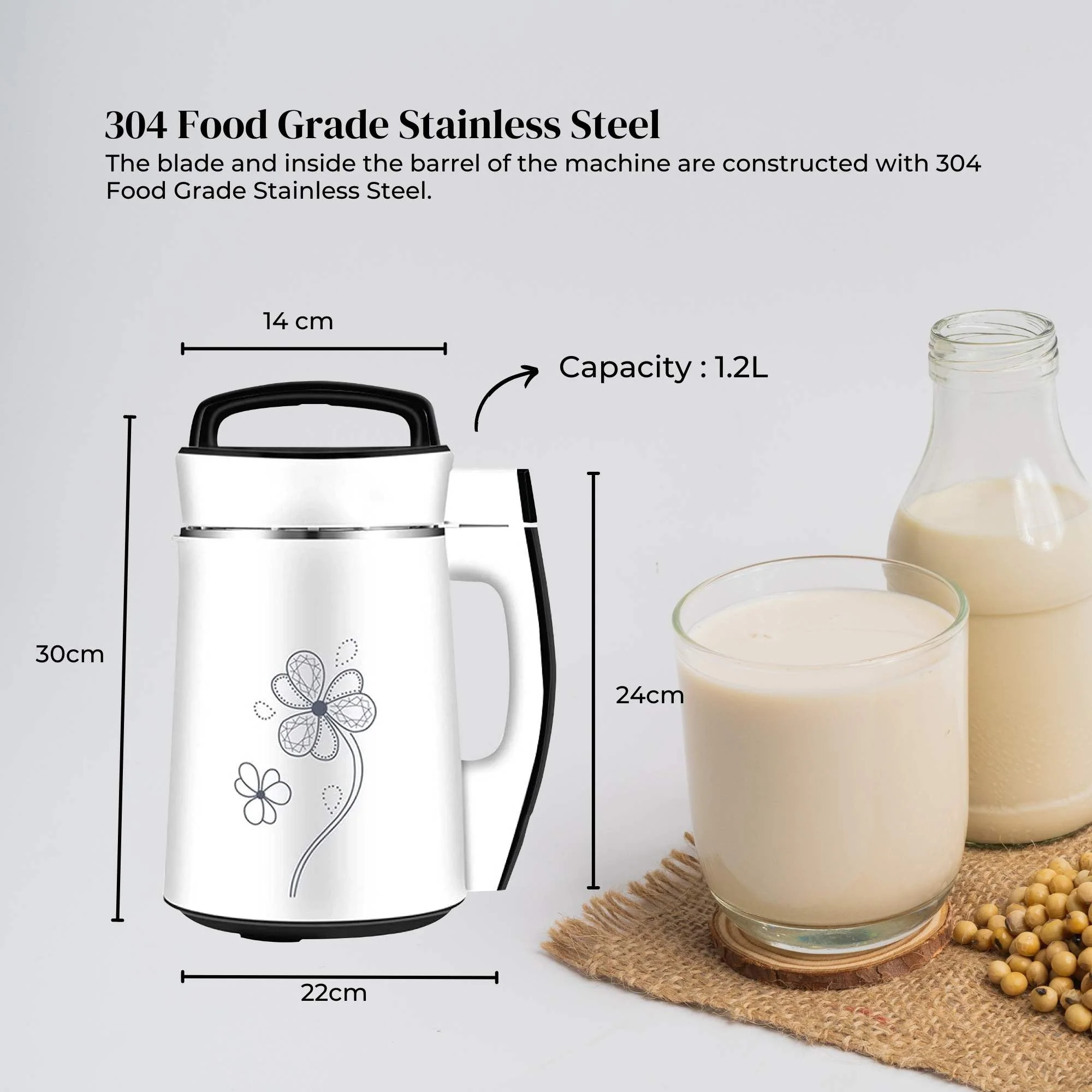 1.2L Electric Soy Bean Milk Maker Machine - Automatic Soya Almond Nut Blender