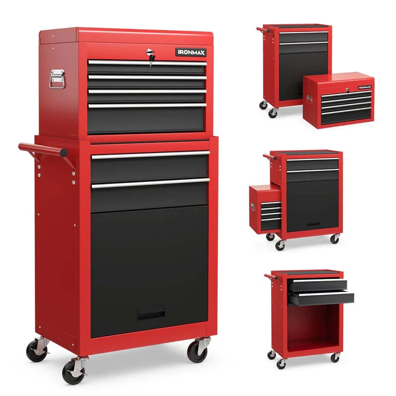 6-Drawer Rolling Tool Chest Removable Tool Storage Cabinet Toolbox Organizer with Sliding Drawers & Lock