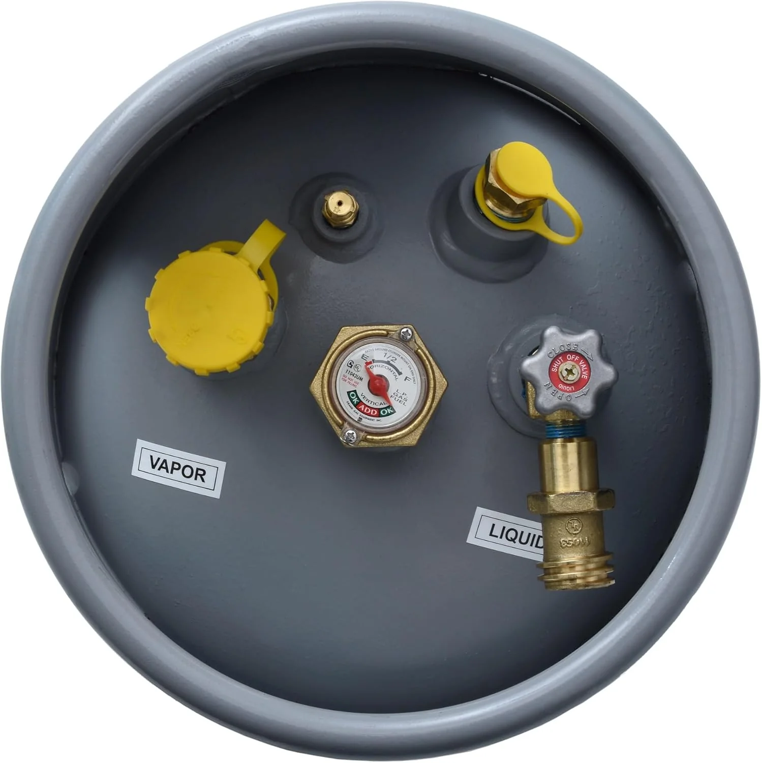 Steel Forklift Propane Tank Cylinder with Built-in Gauge, Gray-Flame King