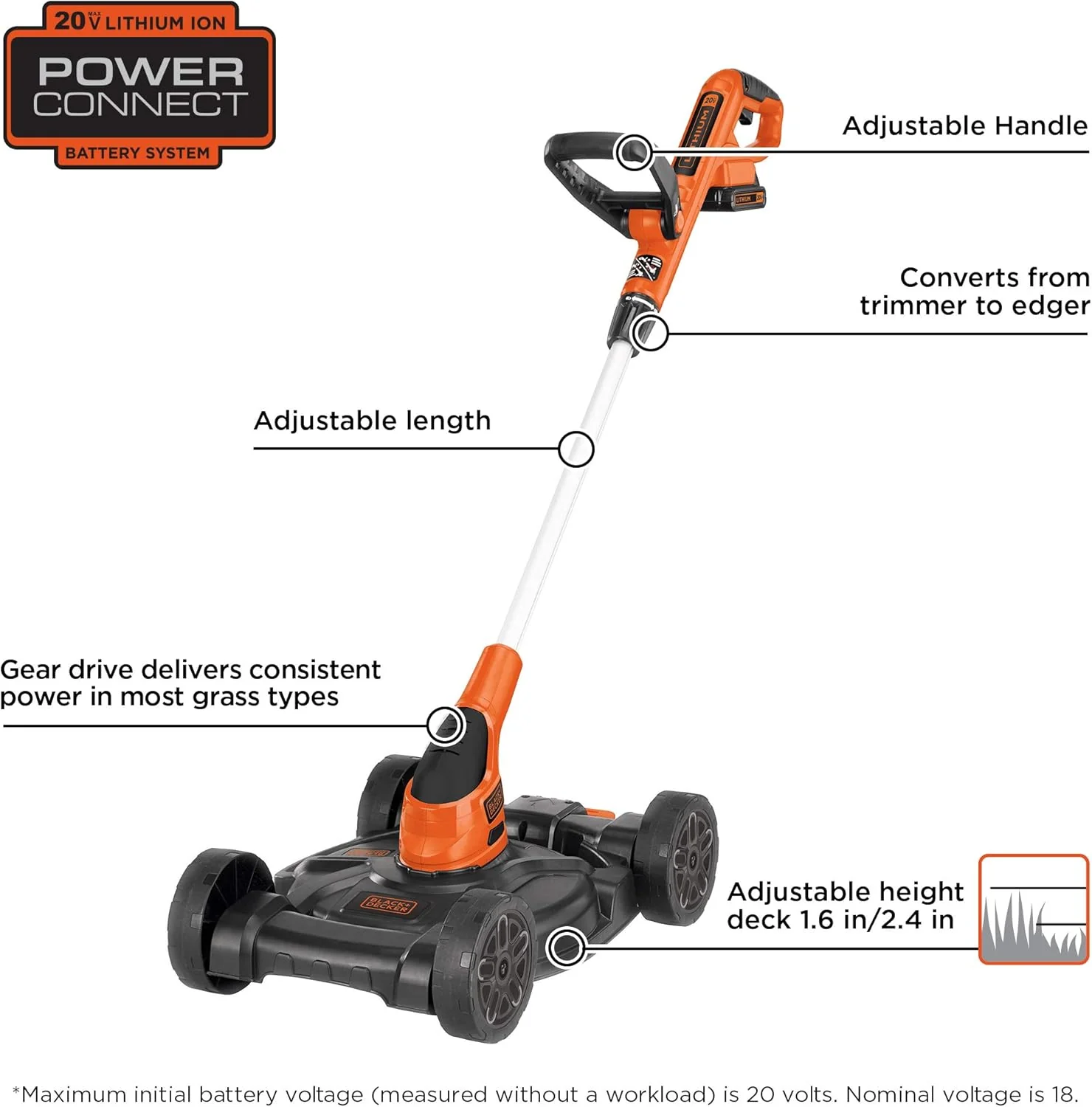Combination String Trimmer, Lawn Mower, and Edger, Cordless 3-in-1