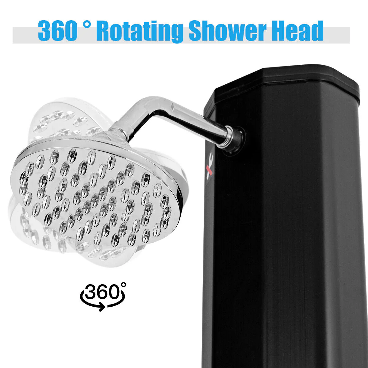 2.2 M 35 L Outdoor Solar Heated Shower 2-Section W/360?? Head & Foot Shower