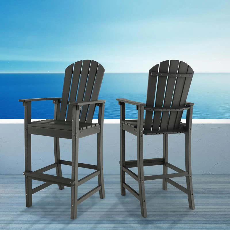 Outdoor HDPE Tall Adirondack Chairs with Armrests & Footrest, 30