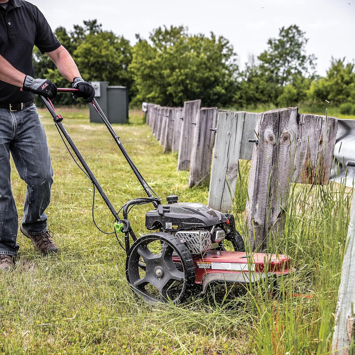 Walk Behind String Mower With 160cc Viper 4-Cycle Engine, 22 ?Cutting Diameter, 14 ?Never-Go-Flat Wheels, Easy Assembly, Adjustable Handlebar, Model # 40314
