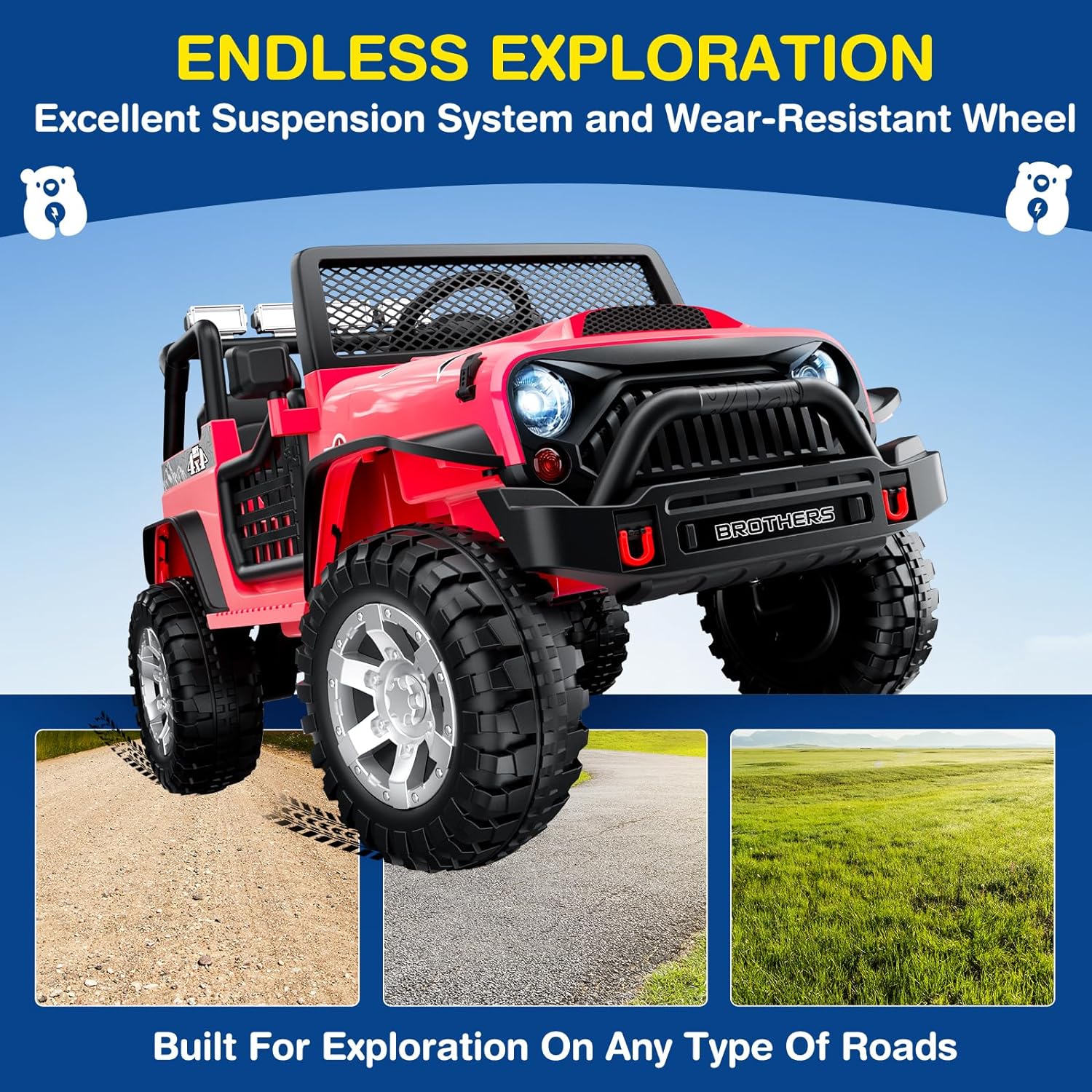 L8 Ride On Car, 2 Seater, 12V Kids Electric Car w/Remote Control, 4-Wheel Suspension, Bluetooth Speaker, Multi Music Modes, 3 Speeds, LED Lights, Xmas & Birthday Gift Ideas for Kids Ages 3+