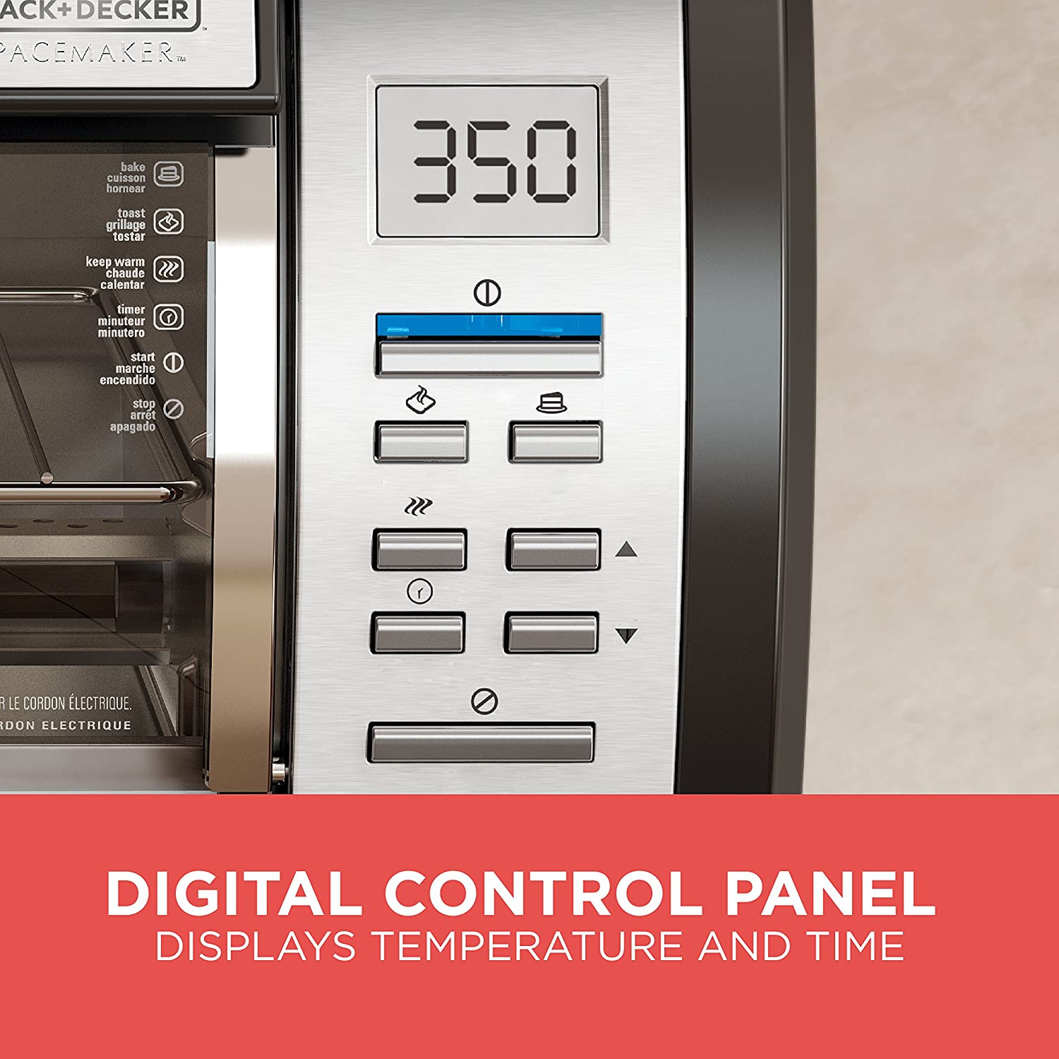 BLACK+DECKER SpaceMaker Under-Counter Toaster Oven, Digital Controls, Black/Stainless Steel, Fits 9��� Pizza, TROS1000D