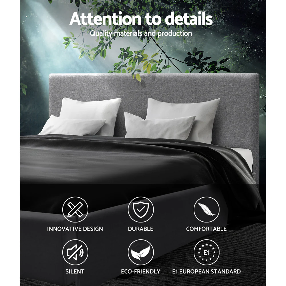 Artiss Bed Frame Queen Size Gas Lift Base - NINO Grey