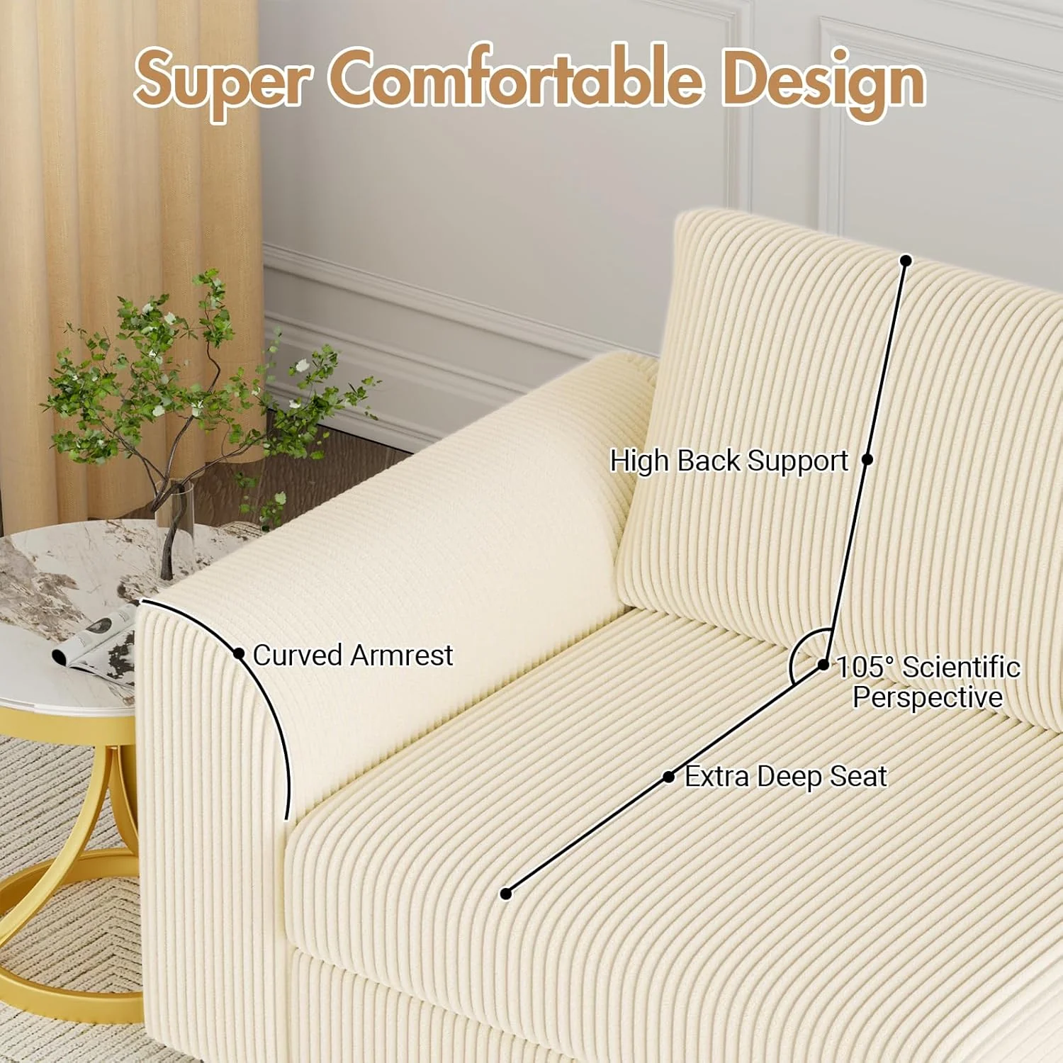 Sofa 290cm Corduroy Modular Couch(Pre-order)