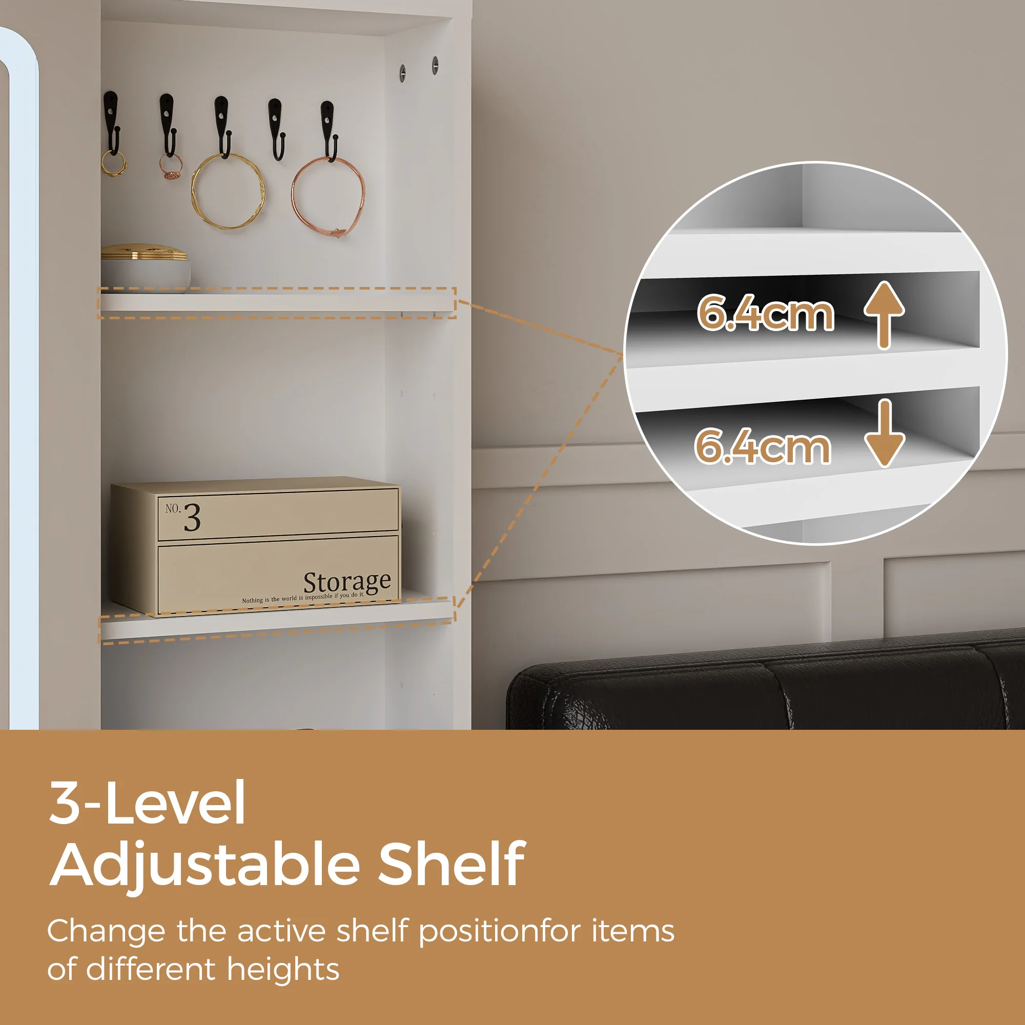 Dressing Table Stool Set with Mirror