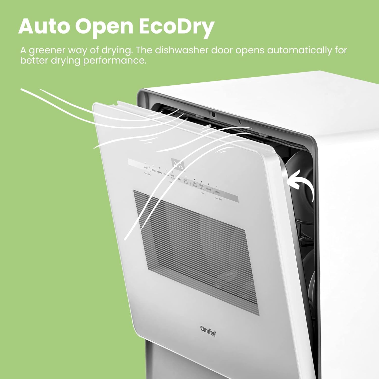 COMFEE' Portable Dishwasher Countertop with 5L Built-in Water Tank, No Hookup Needed, 6 Programs, 360?? Dual Spray, 192?H High-Temp& Air-Dry Function, Mini Dishwasher for RVs, White