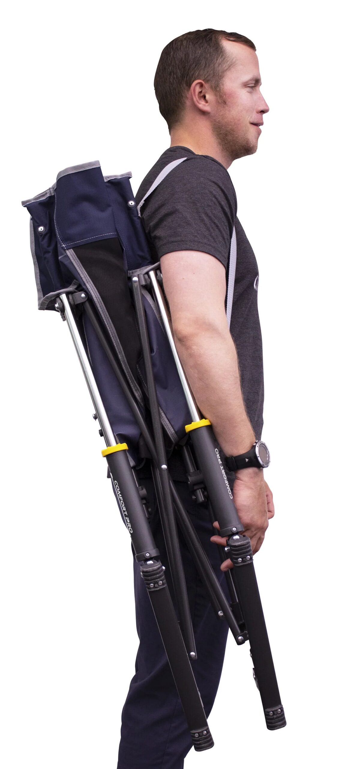 GCI Outdoor Comfort Pro Rocker Foldable Camp Chair, Indigo �C Durable, Portable, with Beverage Holder & Phone Pocket