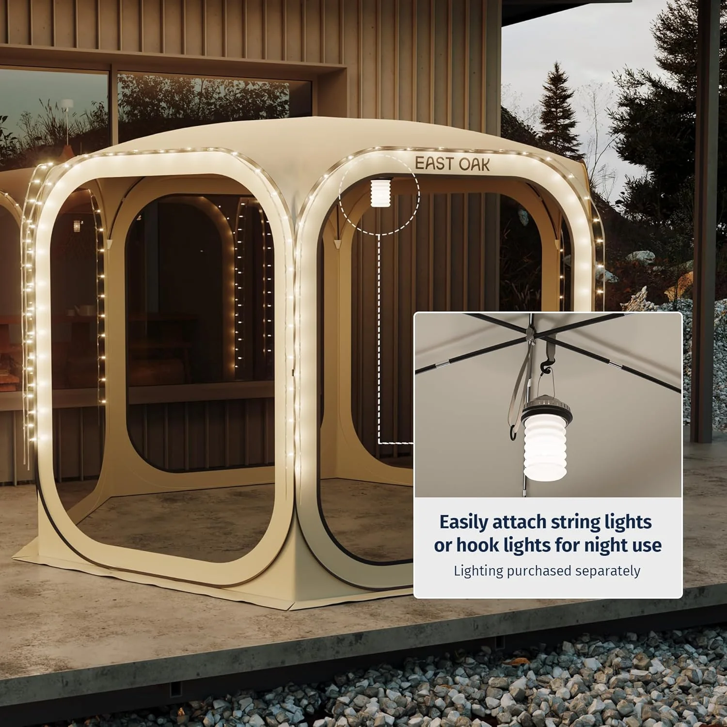 EAST OAK Screen House Tent Pop-Up, Portable Screen Room Canopy Instant Screen Tent 10 x 10 FT with Carry Bag for Patio, Backyard, Deck & Outdoor Activities, Beige