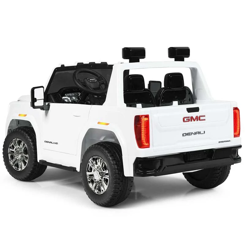 2-Seater GMC Licensed Kids Ride On Car 12V Battery Powered Electric Riding Toy Truck with Storage Box