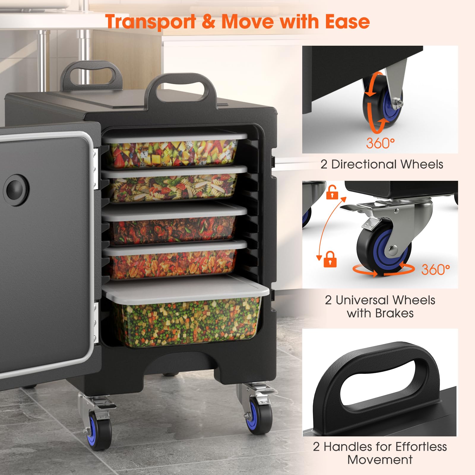 Insulated Food Pan Carrier for 5 Full-size Pans