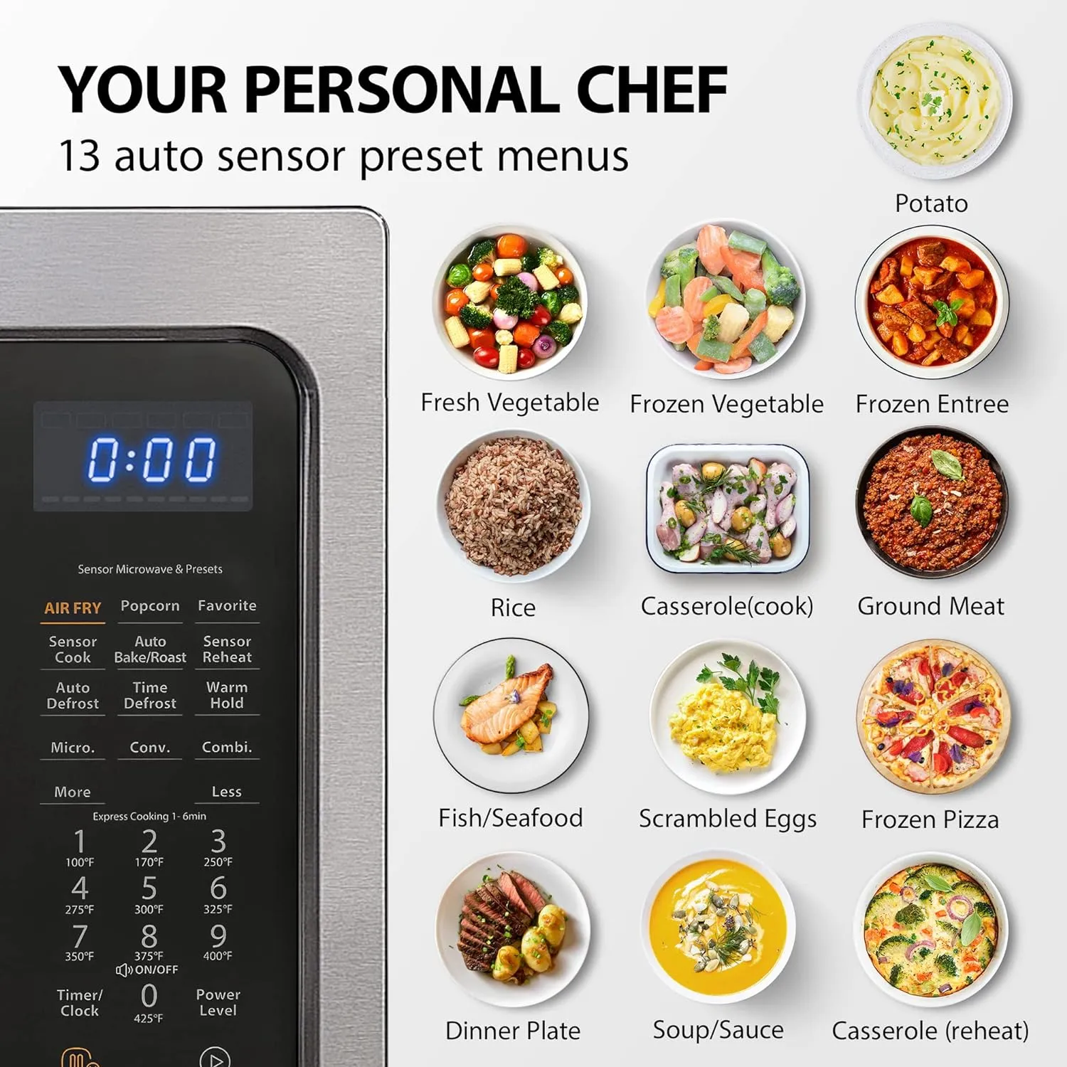 TOSHIBA 4-in-1 ML-EC42P(SS) Countertop Microwave Oven, Smart Sensor, Convection, Air Fryer Combo, Mute Function, Position Memory 13.6