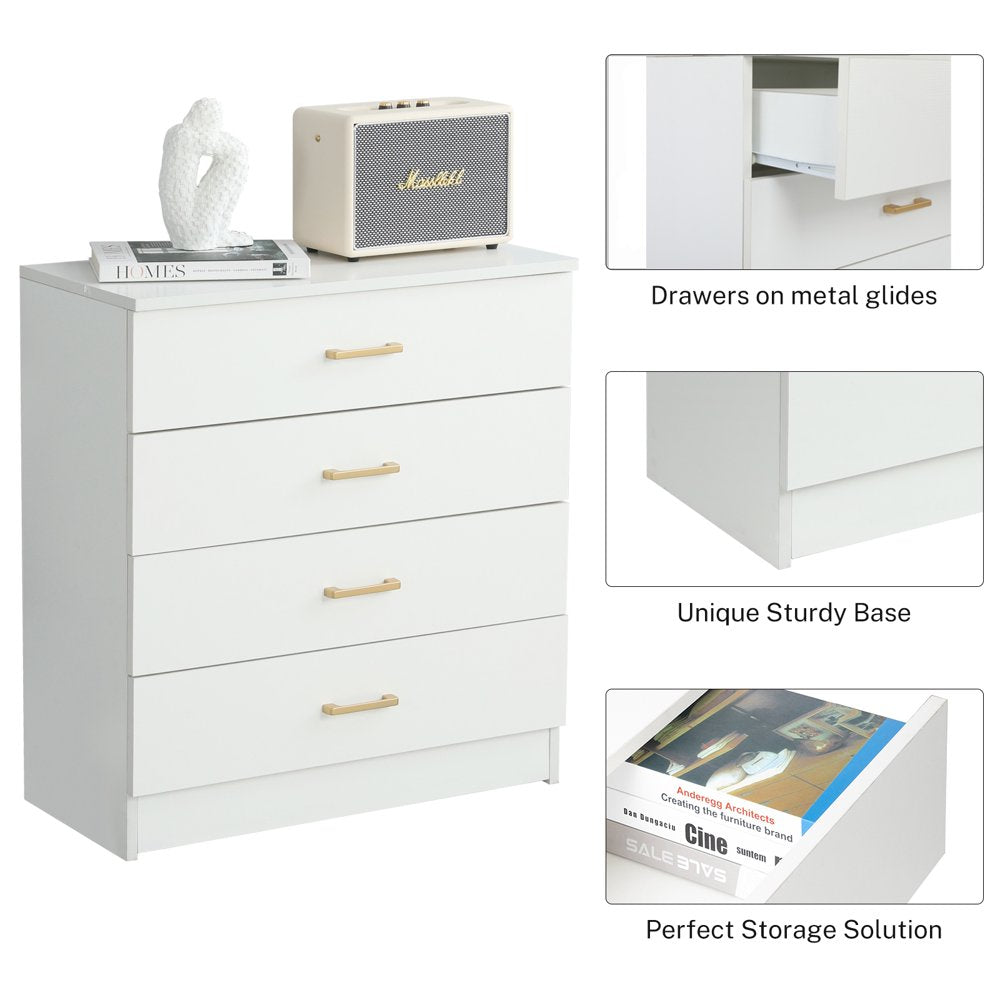 SEGMART White 4-Drawer Wood Dressers for Bedroom
